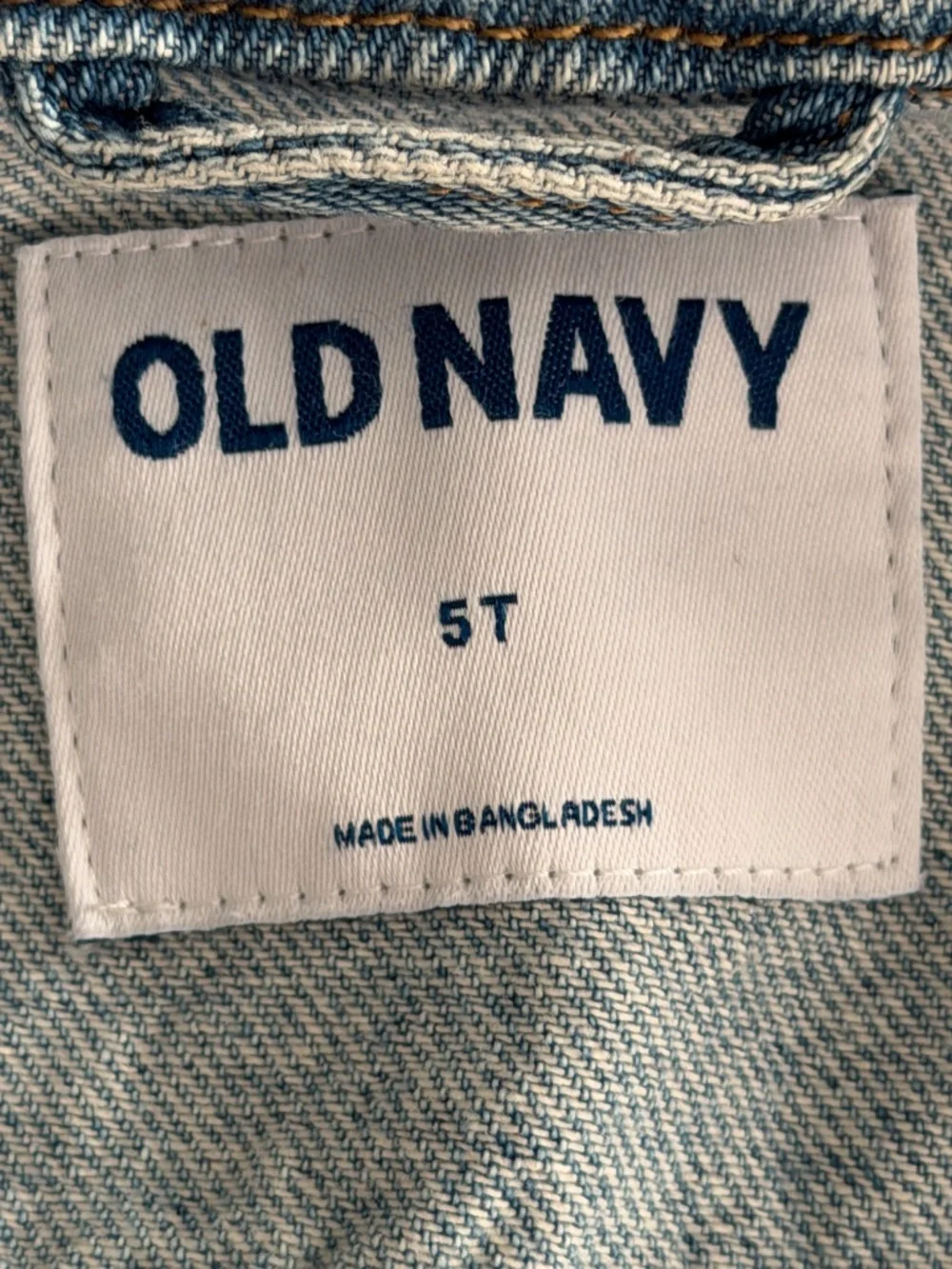 Old Navy 5T Denim Trucker Jacket Lt Wash Jean Distressed Cotton Grunge Western